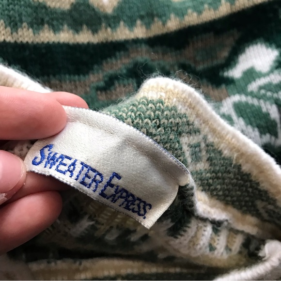 VTG 80s Retro Abstract Leaf Print Patterned Sweater - Picture 3 of 8